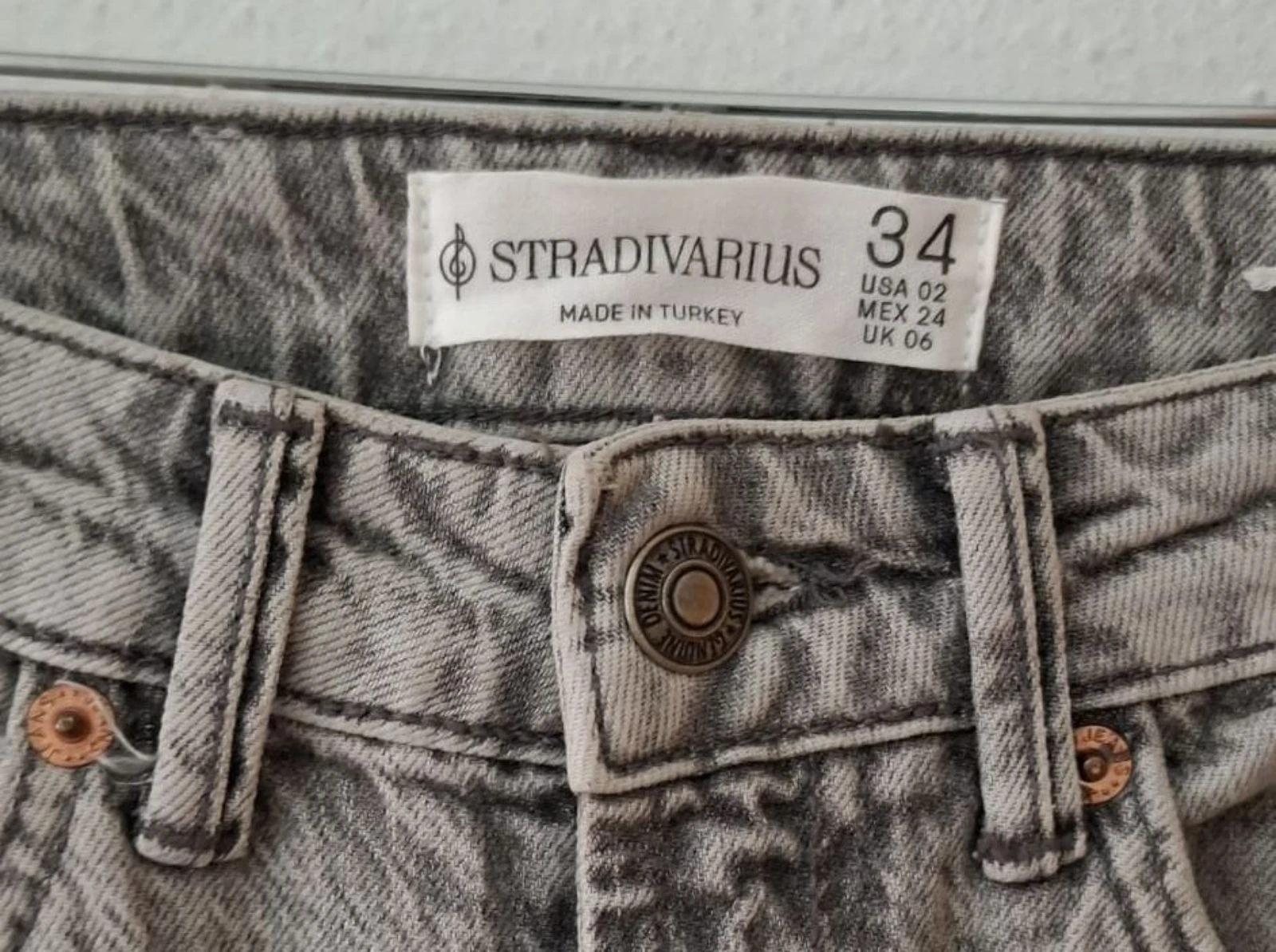 Stradivarius D98 Lichtgrijze Denim Basic Broek – photo 6